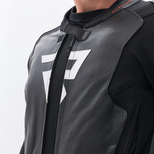 Kurtka skórzana REBELHORN VELOCE BLACK/GREY/FLUO RED - obrazek 7