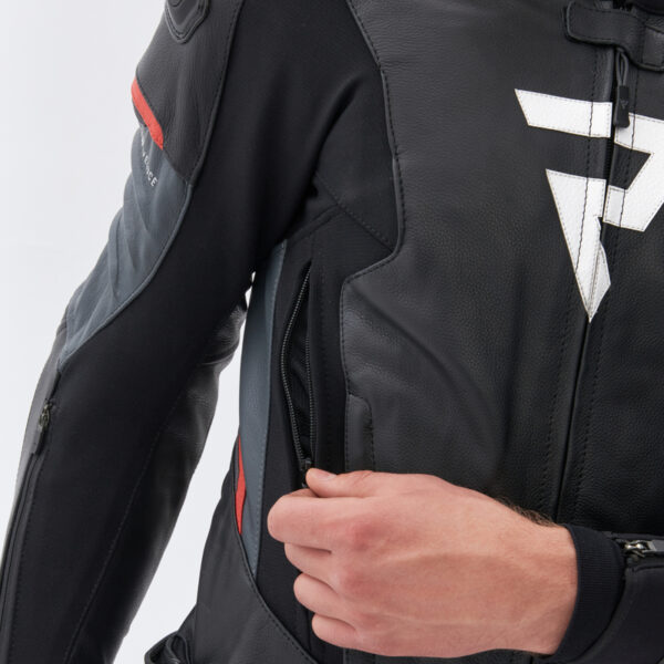Kurtka skórzana REBELHORN VELOCE BLACK/GREY/FLUO RED - obrazek 8