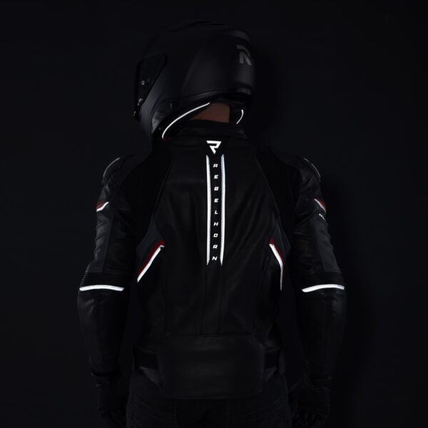 Kurtka skórzana REBELHORN VELOCE BLACK/GREY/FLUO RED - obrazek 11