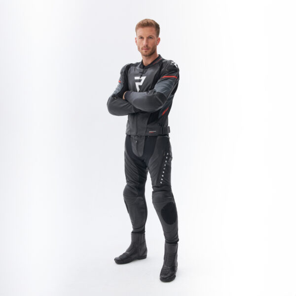 Kurtka skórzana REBELHORN VELOCE BLACK/GREY/FLUO RED - obrazek 12