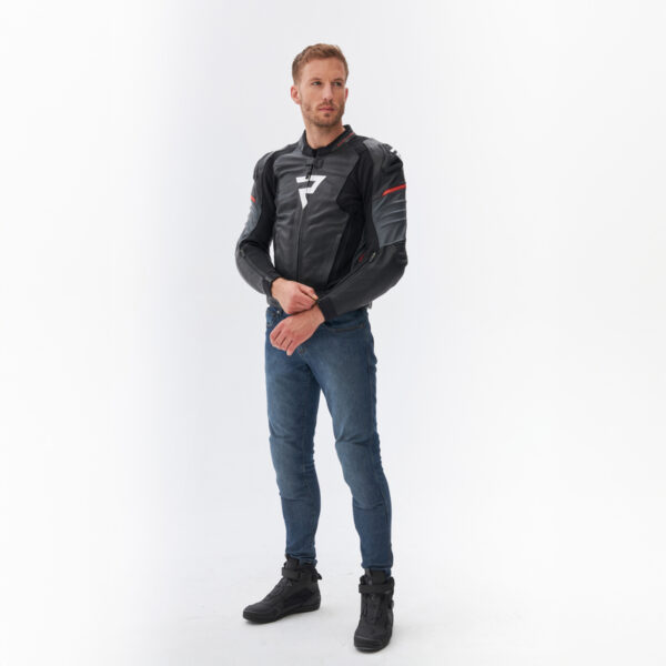 Kurtka skórzana REBELHORN VELOCE BLACK/GREY/FLUO RED - obrazek 14