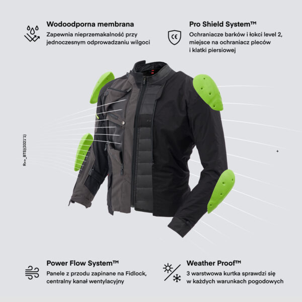 Kurtka tekstylna REBELHORN RANGE ANTHRACITE/BLACK/FLUO YELLOW - obrazek 3