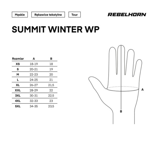 Rękawice skórzano-tekstylne REBELHORN SUMMIT WINTER WP BLACK - obrazek 12