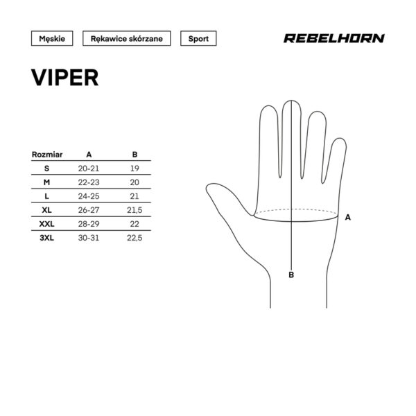 Rękawice skórzane REBELHORN VIPER BLACK - obrazek 10