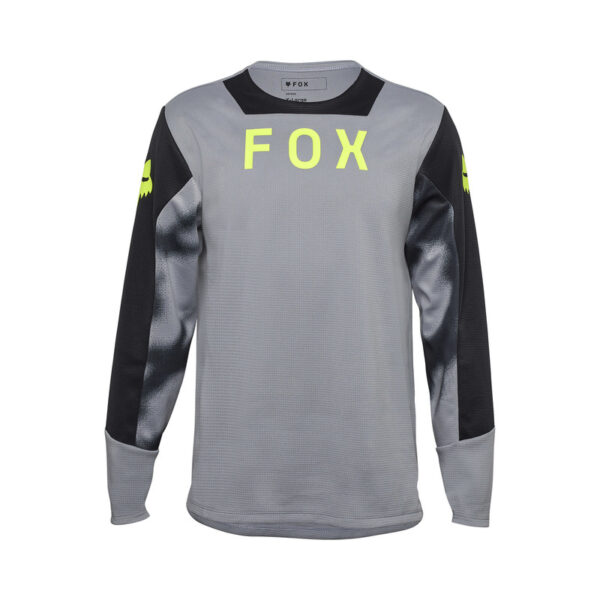 Koszulka rowerowa z długim rękawem FOX JUNIOR DEFEND TAUNT STEEL GREY