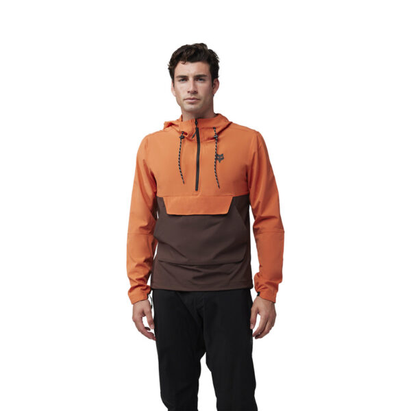 Bluza rowerowa z kapturem FOX RANGER WIND PULLOVER ATOMIC ORANGE - obrazek 2
