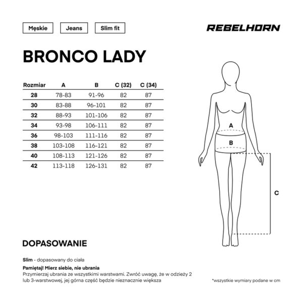 Spodnie jeans REBELHORN BRONCO MONOLAYER LADY WASHED BLACK - obrazek 13