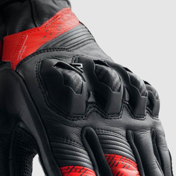 Rękawice skórzane REBELHORN VIPER BLACK/GREY/FLUO RED - obrazek 4