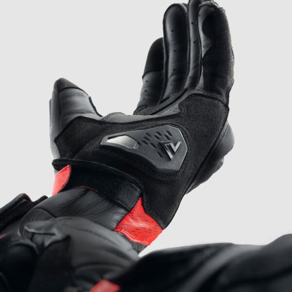 Rękawice skórzane REBELHORN VIPER BLACK/GREY/FLUO RED - obrazek 6
