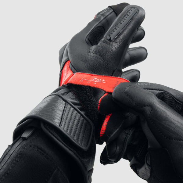 Rękawice skórzane REBELHORN VIPER BLACK/GREY/FLUO RED - obrazek 7