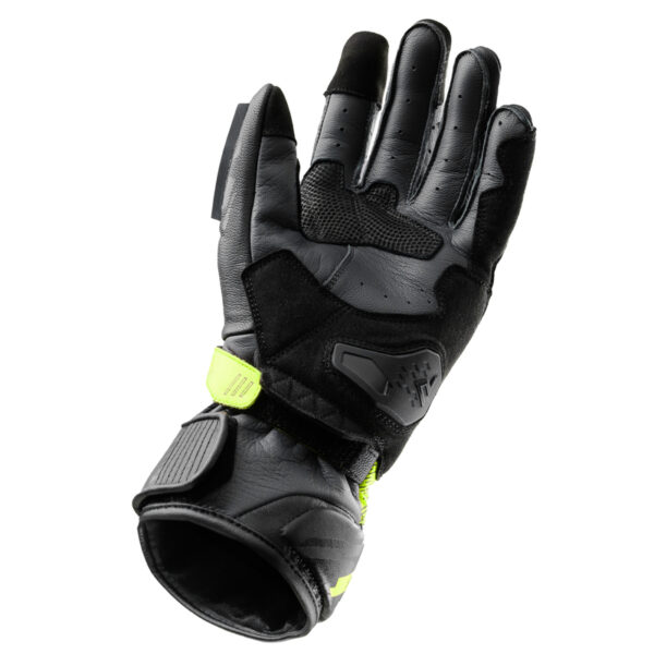 Rękawice skórzane REBELHORN VIPER BLACK/GREY/FLUO YELLOW - obrazek 2