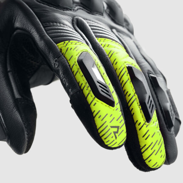 Rękawice skórzane REBELHORN VIPER BLACK/GREY/FLUO YELLOW - obrazek 5