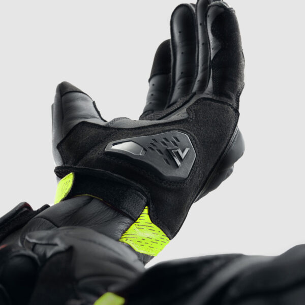 Rękawice skórzane REBELHORN VIPER BLACK/GREY/FLUO YELLOW - obrazek 6