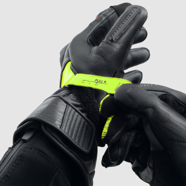 Rękawice skórzane REBELHORN VIPER BLACK/GREY/FLUO YELLOW - obrazek 7