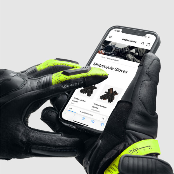 Rękawice skórzane REBELHORN VIPER BLACK/GREY/FLUO YELLOW - obrazek 8