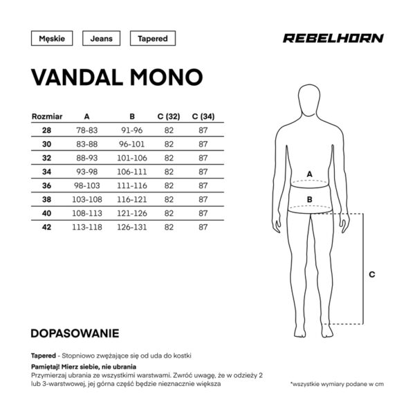 Spodnie jeans REBELHORN VANDAL MONOLAYER WASHED BLUE - obrazek 17