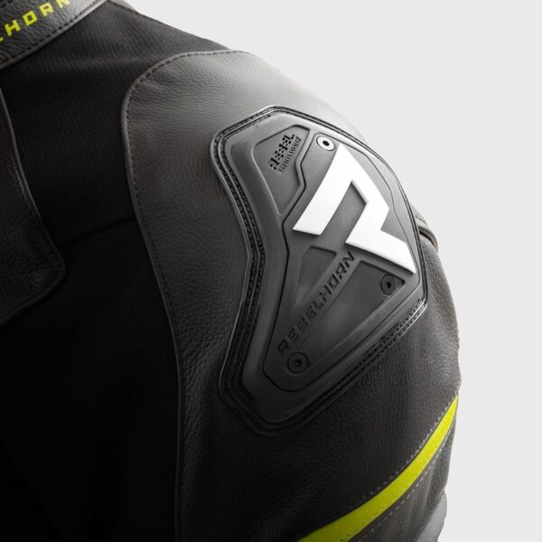 Kurtka skórzana REBELHORN VELOCE BLACK/GREY/FLUO YELLOW - obrazek 9