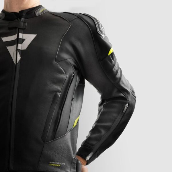 Kurtka skórzana REBELHORN VELOCE BLACK/GREY/FLUO YELLOW - obrazek 10