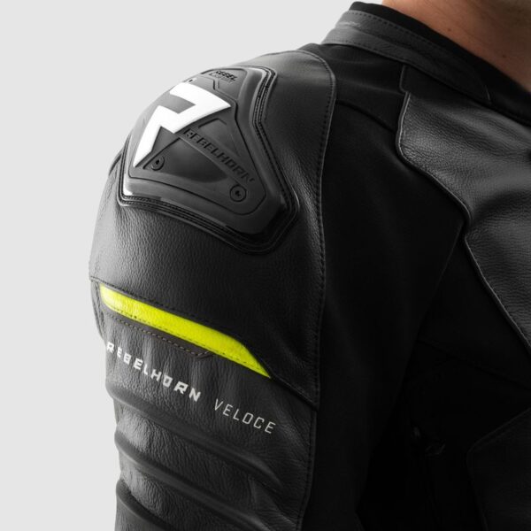 Kurtka skórzana REBELHORN VELOCE BLACK/GREY/FLUO YELLOW - obrazek 14
