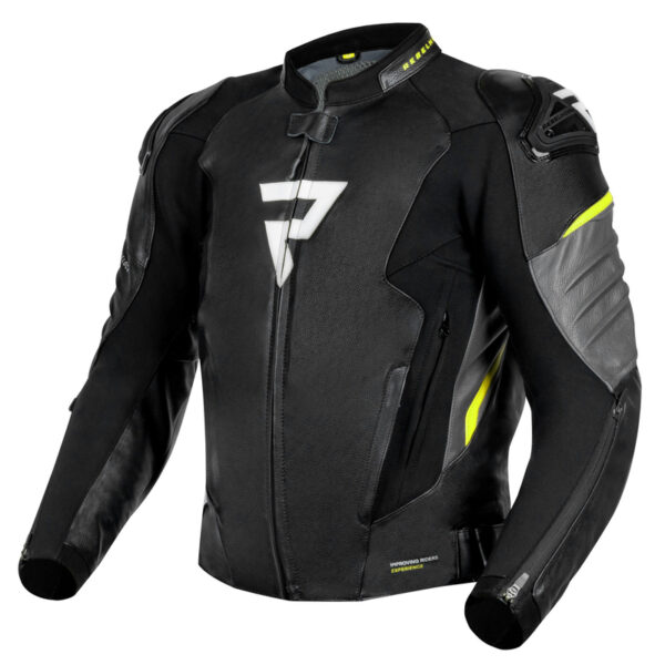 Kurtka skórzana REBELHORN VELOCE BLACK/GREY/FLUO YELLOW
