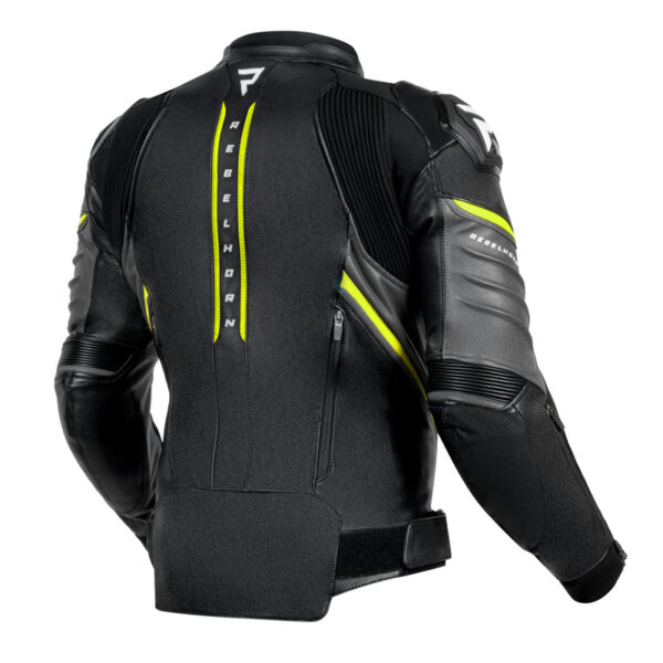 Kurtka skórzana REBELHORN VELOCE BLACK/GREY/FLUO YELLOW - obrazek 2