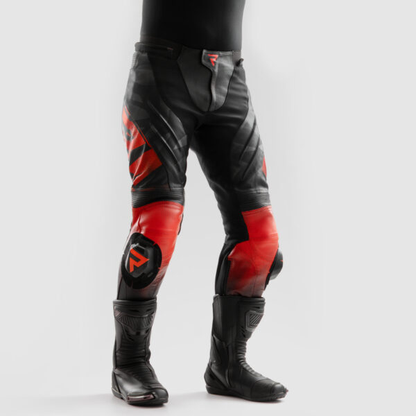 Spodnie skórzane REBELHORN INFERNO BLACK/FLUO RED - obrazek 4