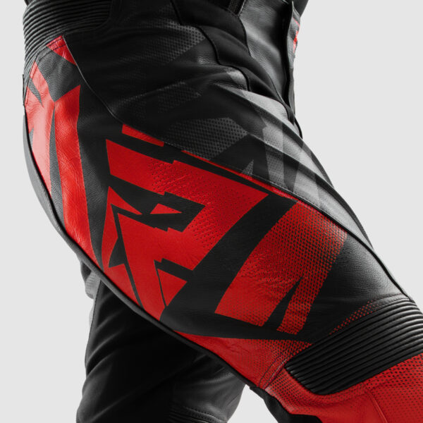 Spodnie skórzane REBELHORN INFERNO BLACK/FLUO RED - obrazek 6