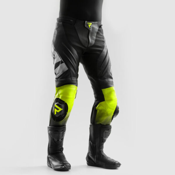 Spodnie skórzane REBELHORN INFERNO BLACK/WHITE/FLUO YELLOW - obrazek 4