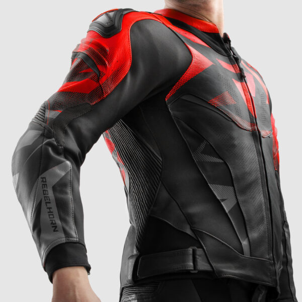 Kurtka skórzana REBELHORN INFERNO BLACK/FLUO RED - obrazek 12