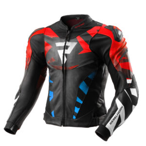 Kurtka skórzana REBELHORN INFERNO BLACK/BLUE/WHITE/RED