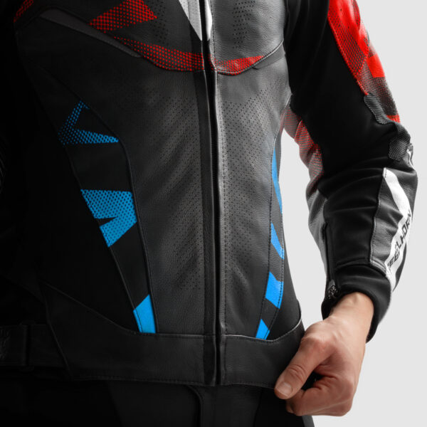 Kurtka skórzana REBELHORN INFERNO BLACK/BLUE/WHITE/RED - obrazek 6