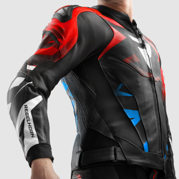 Kurtka skórzana REBELHORN INFERNO BLACK/BLUE/WHITE/RED - obrazek 12