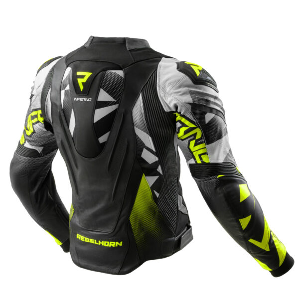 Kurtka skórzana REBELHORN INFERNO BLACK/WHITE/FLUO YELLOW - obrazek 2