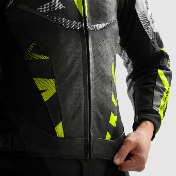 Kurtka skórzana REBELHORN INFERNO BLACK/WHITE/FLUO YELLOW - obrazek 5
