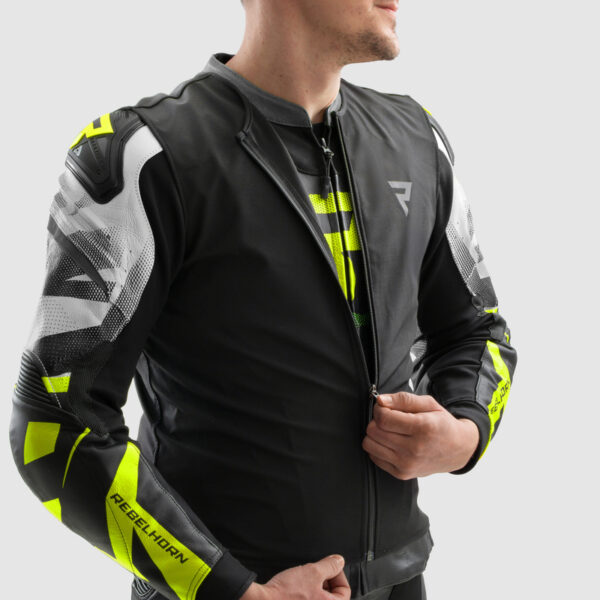 Kurtka skórzana REBELHORN INFERNO BLACK/WHITE/FLUO YELLOW - obrazek 17