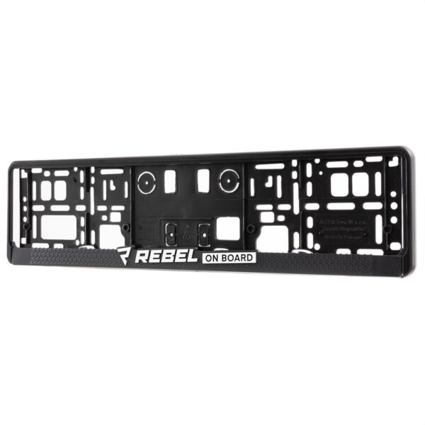 Ramki na rejestrację samochodową REBELHORN REBEL ON BOARD BLACK 2 SZT