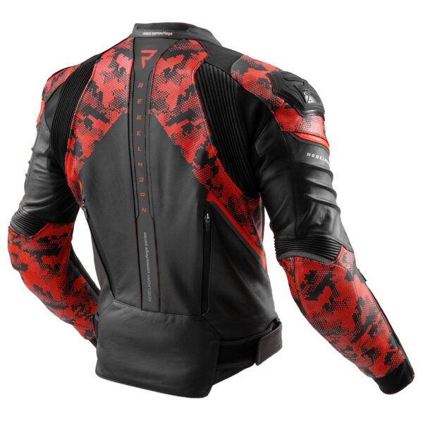 Kurtka skórzana REBELHORN VELOCE CAMO BLACK/FLUO RED - obrazek 2