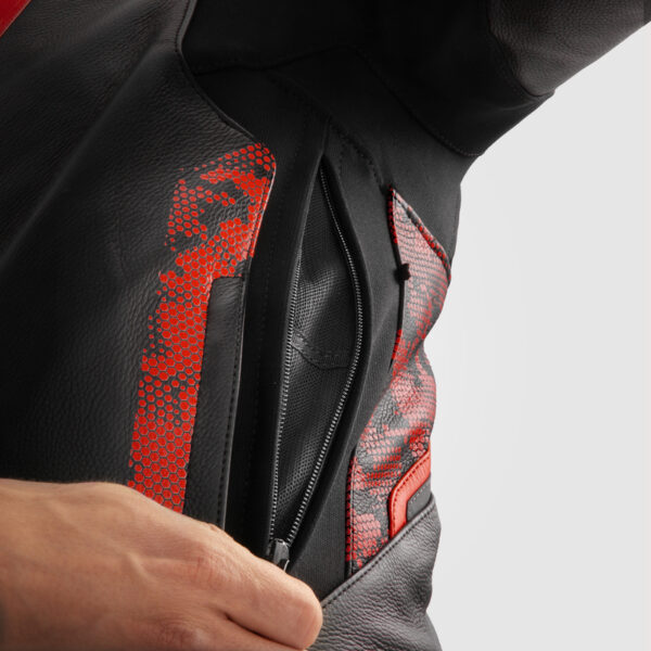 Kurtka skórzana REBELHORN VELOCE CAMO BLACK/FLUO RED - obrazek 5