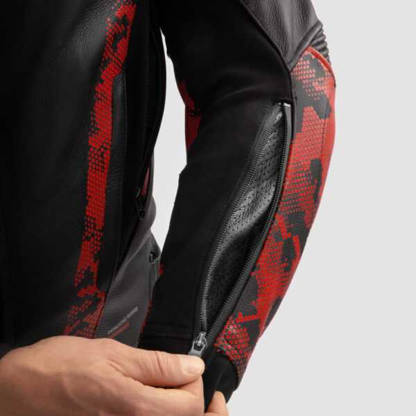 Kurtka skórzana REBELHORN VELOCE CAMO BLACK/FLUO RED - obrazek 6