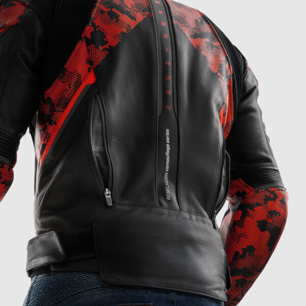 Kurtka skórzana REBELHORN VELOCE CAMO BLACK/FLUO RED - obrazek 7