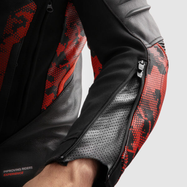 Kurtka skórzana REBELHORN VELOCE CAMO BLACK/FLUO RED - obrazek 9