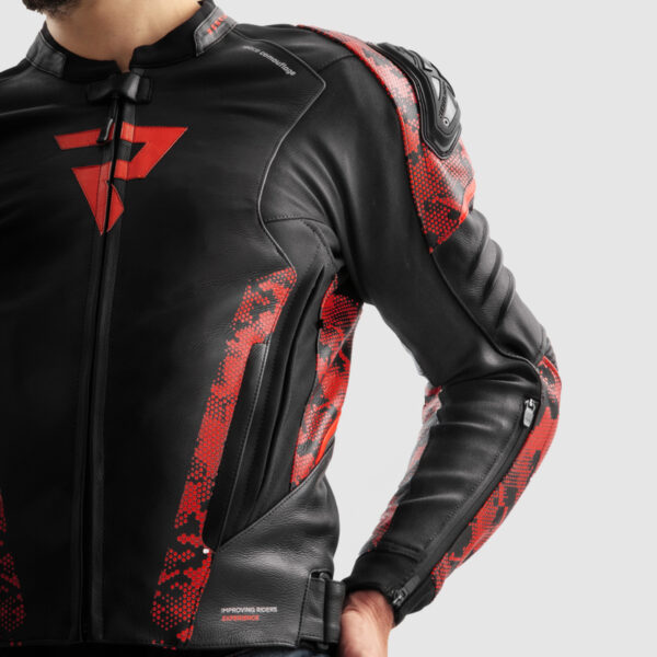 Kurtka skórzana REBELHORN VELOCE CAMO BLACK/FLUO RED - obrazek 10