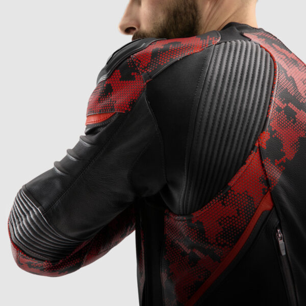 Kurtka skórzana REBELHORN VELOCE CAMO BLACK/FLUO RED - obrazek 11