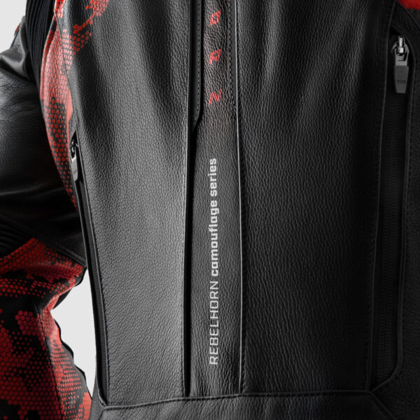 Kurtka skórzana REBELHORN VELOCE CAMO BLACK/FLUO RED - obrazek 14