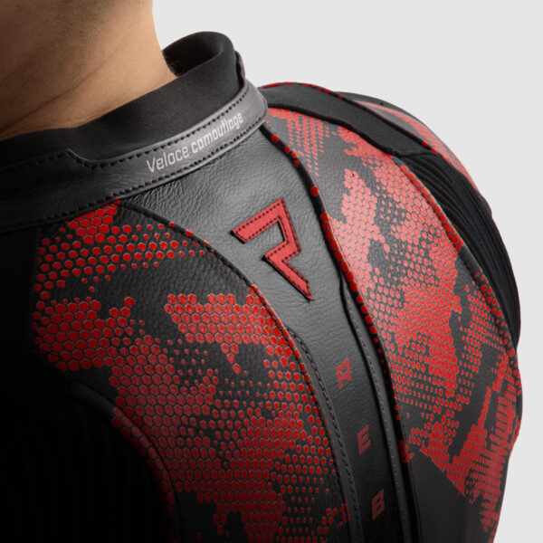 Kurtka skórzana REBELHORN VELOCE CAMO BLACK/FLUO RED - obrazek 15