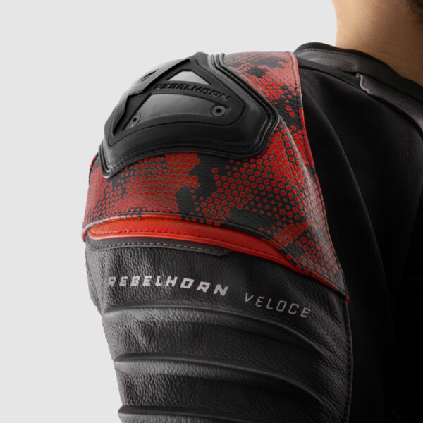 Kurtka skórzana REBELHORN VELOCE CAMO BLACK/FLUO RED - obrazek 16