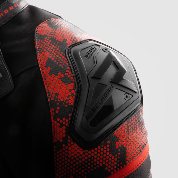 Kurtka skórzana REBELHORN VELOCE CAMO BLACK/FLUO RED - obrazek 17
