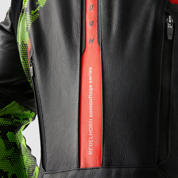 Kurtka skórzana REBELHORN VELOCE CAMO BLACK/GREEN/FLUO RED - obrazek 14