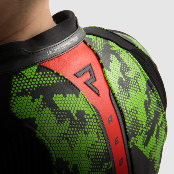 Kurtka skórzana REBELHORN VELOCE CAMO BLACK/GREEN/FLUO RED - obrazek 15
