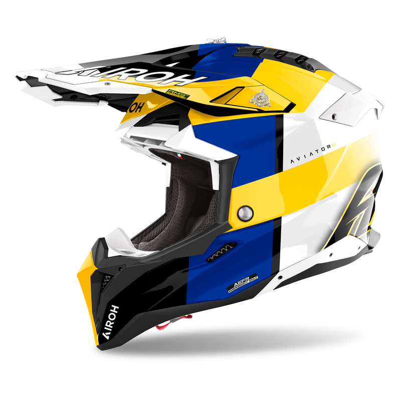 Kask AIROH AVIATOR 3 MONARCH BLUE YELLOW GLOSS